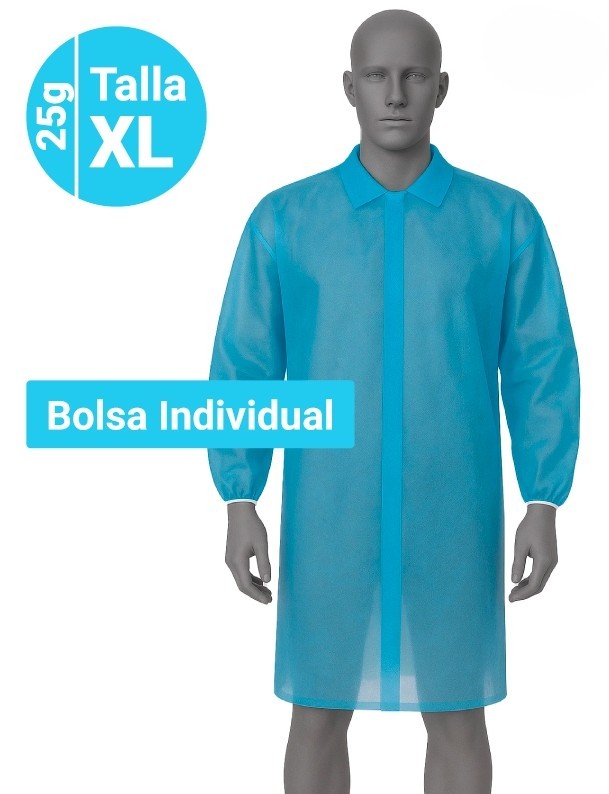 5400A Bata de Polipropileno 25g Cierre Velcro - Talla XL Azul