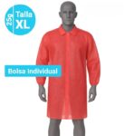 5400R Bata de Polipropileno 25g Cierre Velcro - Talla XL Rojo