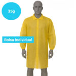Bata Desechable de Polipropileno 35 g con amarillo Velcro Luhepa