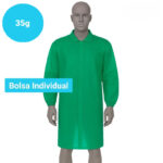 Bata Desechable de Polipropileno 35 g verde con Velcro Luhepa