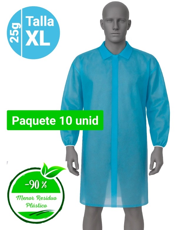 5400A Bata de Polipropileno 25g Cierre Velcro - Talla XL Azul